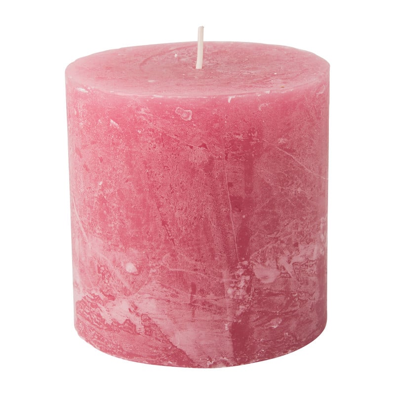 Kaars rustiek - roze - 10x10 cm