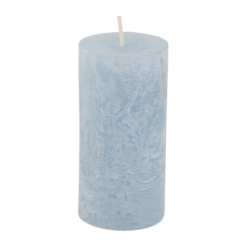 Kaars rustiek - grijsblauw - 5x10 cm