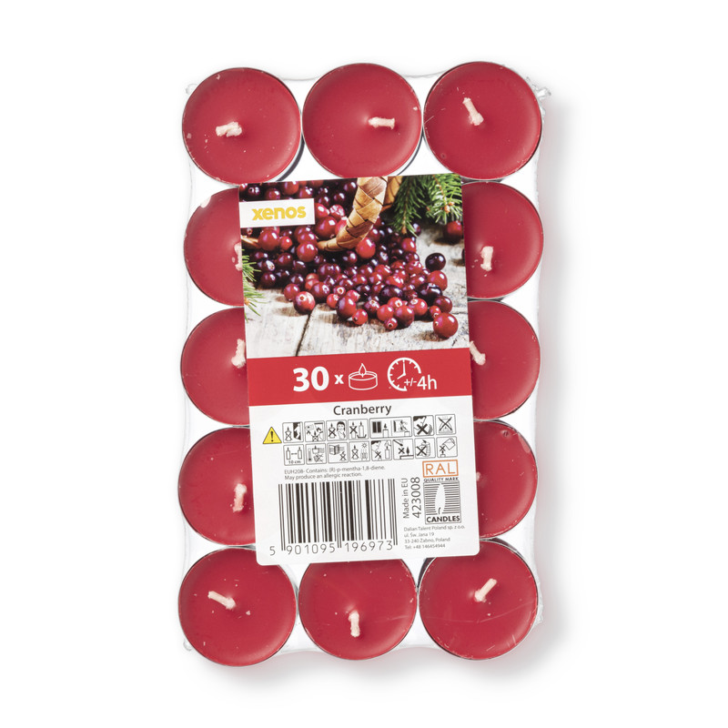 Geurtheelichten - cranberry - set van 30