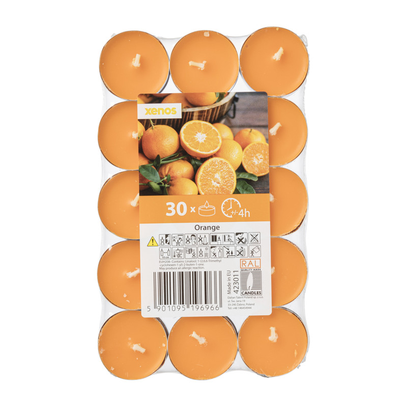 Geurtheelichten - orange - set van 30