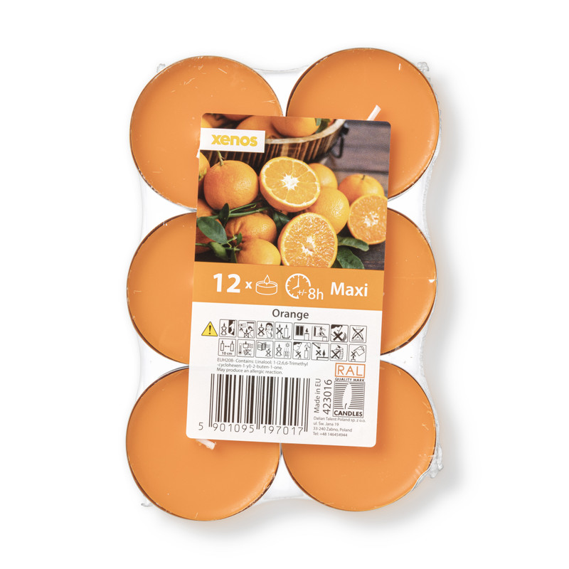 Geurwaxinelichten - orange - set van 12