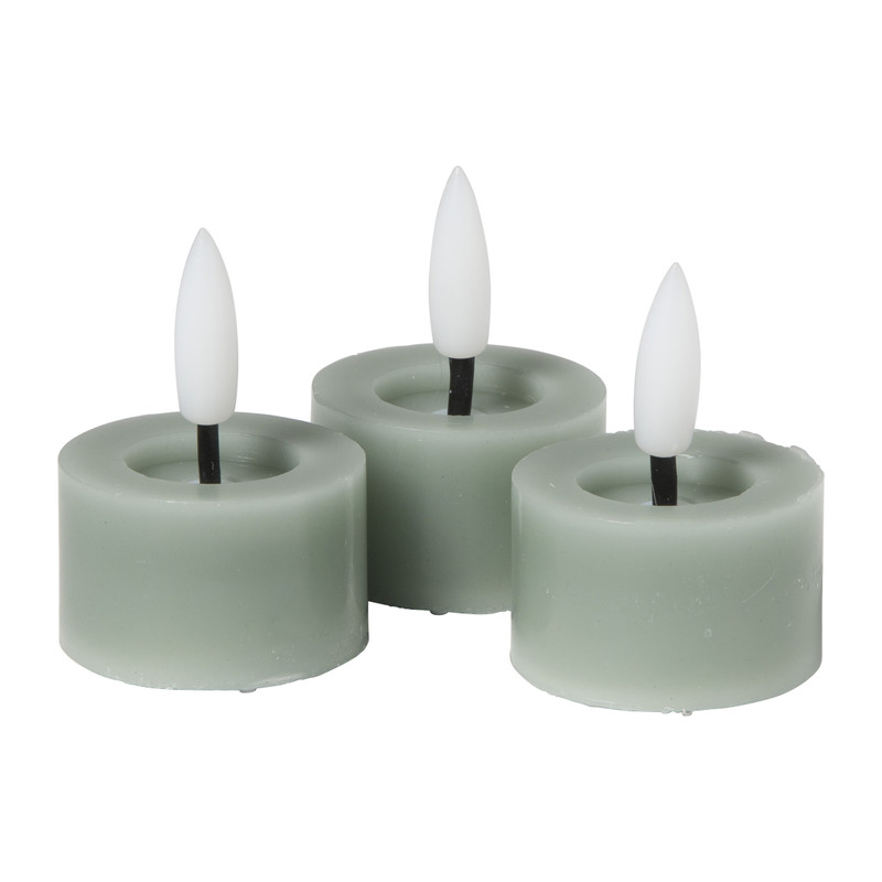 LED waxinelichten - groen - set van 3
