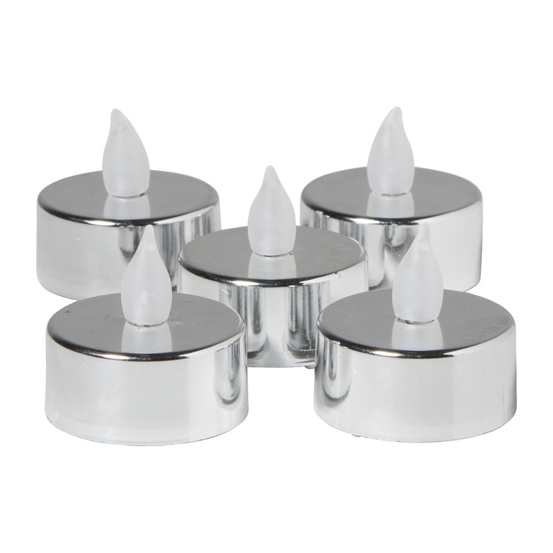 LED waxinelichten - zilver - set van 5