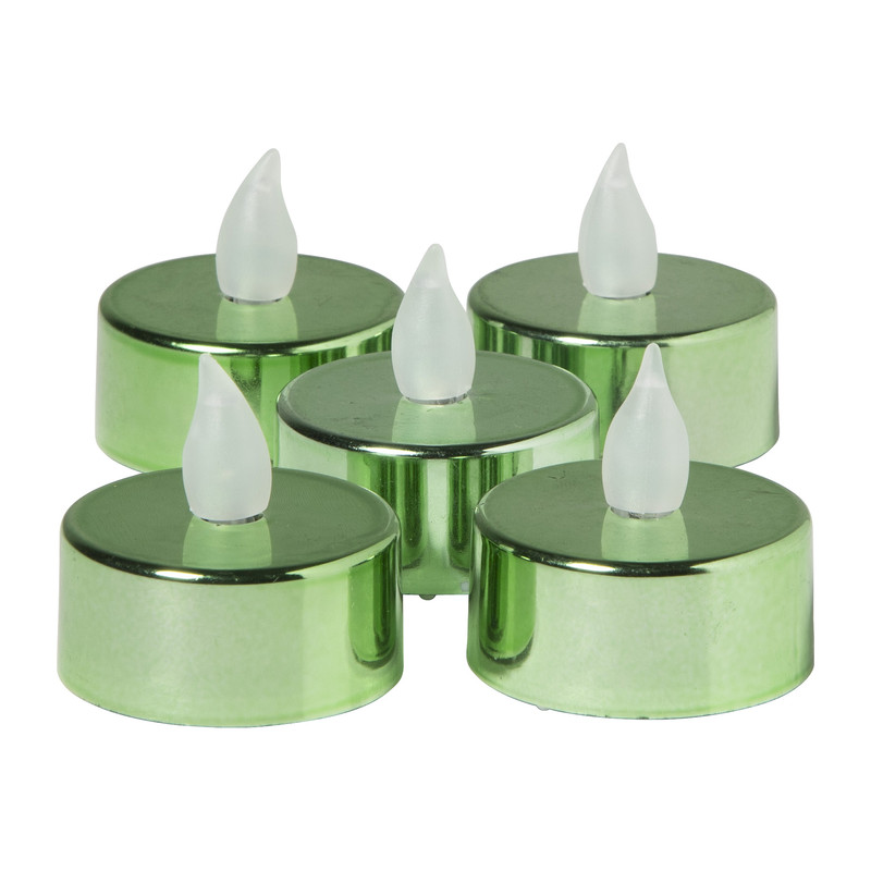 LED waxinelichten - groen - set van 5