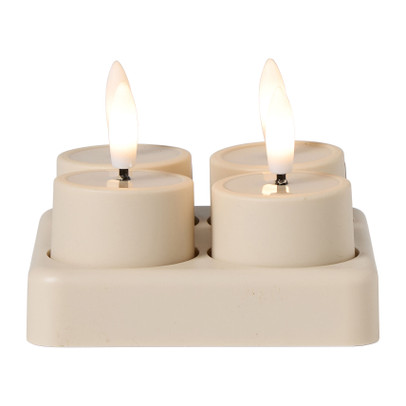 LED oplaadbare waxinelichten - beige - set van 4