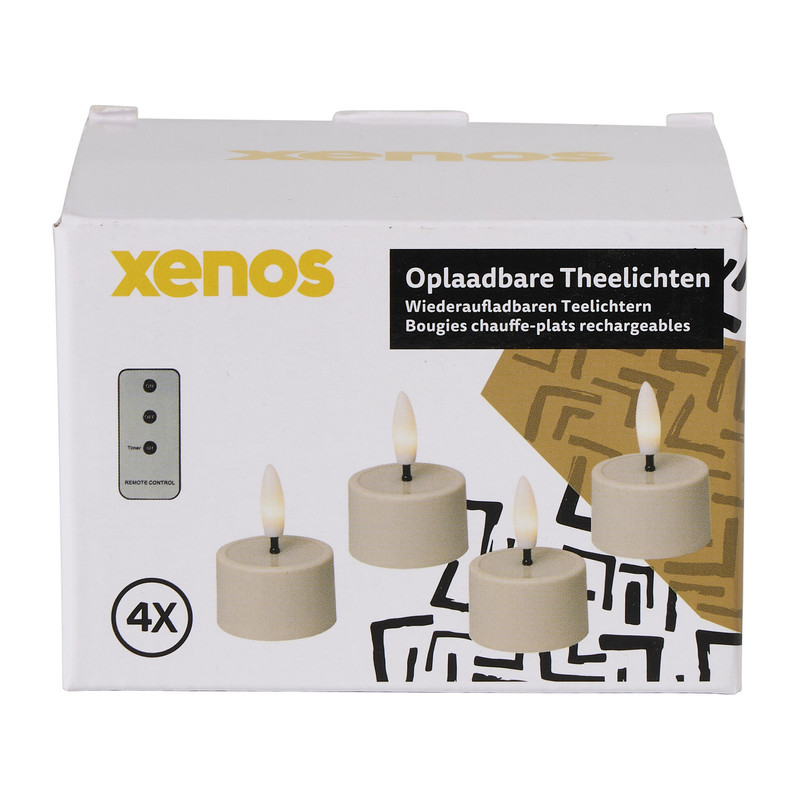 LED oplaadbare waxinelichten - beige - set van 4