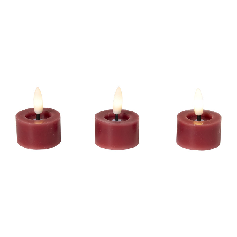 LED waxinelichten - rood - set van 3