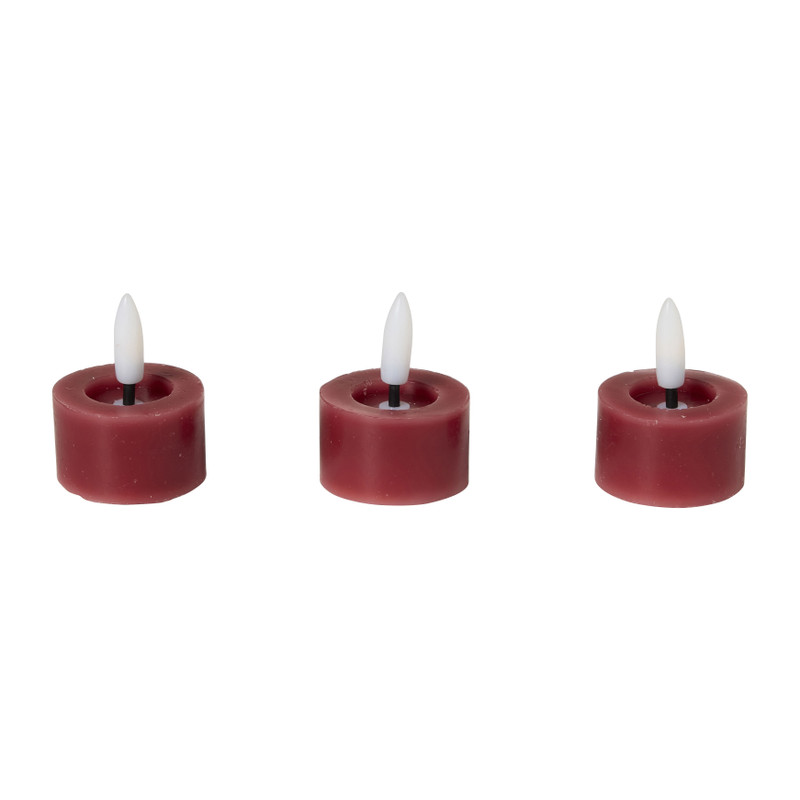 LED waxinelichten - rood - set van 3
