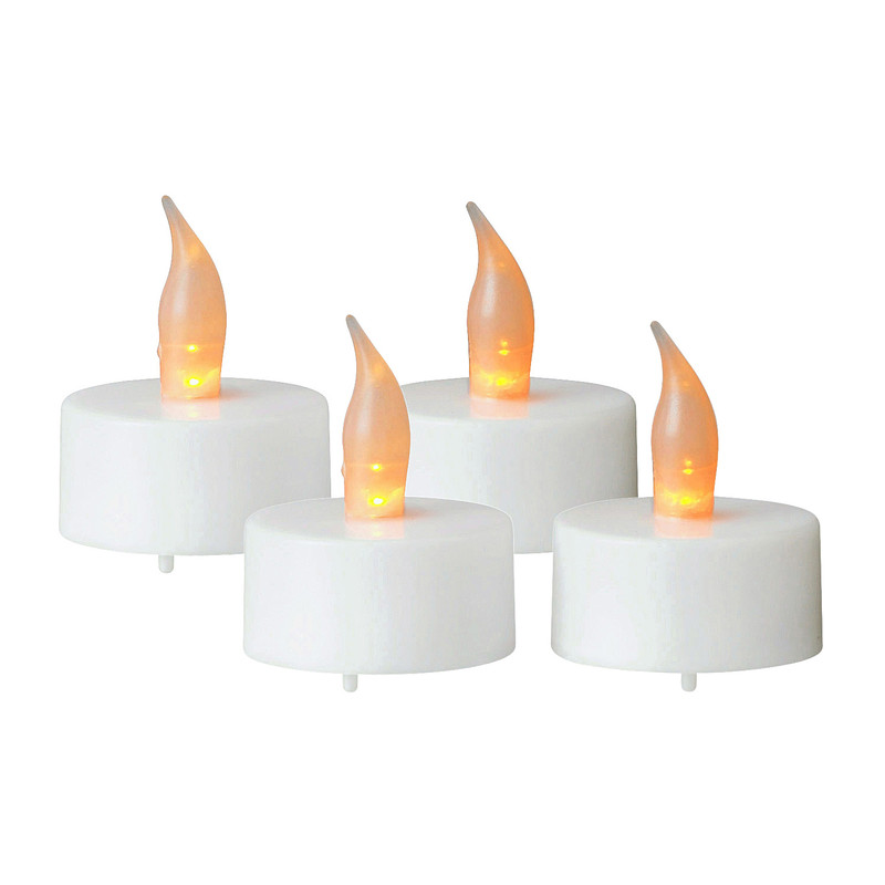 LED theelichten met timer - wit - 4 stuks