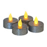 Glitter LED theelicht - zilverkleurig - 4 stuks