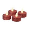 LED theelichten met glitter - rood - set van 4