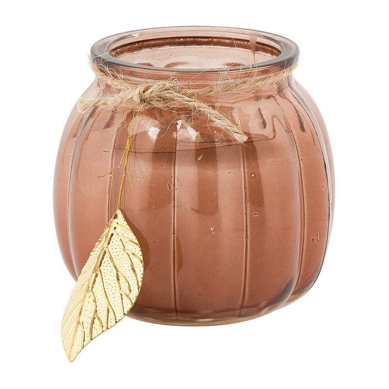 Kaars in glas met goud blaadje - diverse kleuren - 8x7.3 cm 