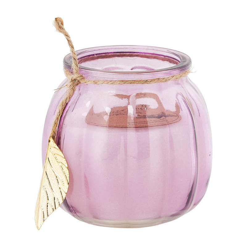 Kaars in glas met goud blaadje - diverse kleuren - 8x7.3 cm 