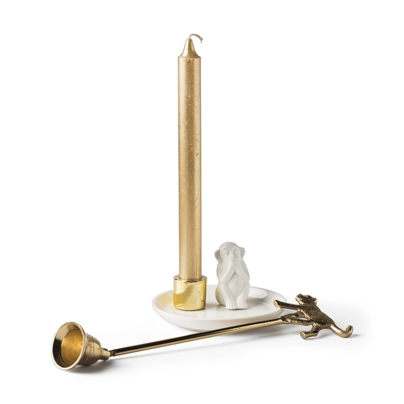 Kaarsendover luipaard - goud - 28 cm 