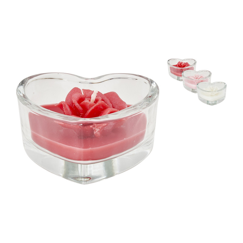 Geurkaars in hart glas - diverse kleuren 