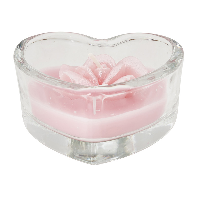 Geurkaars in hart glas - diverse kleuren 