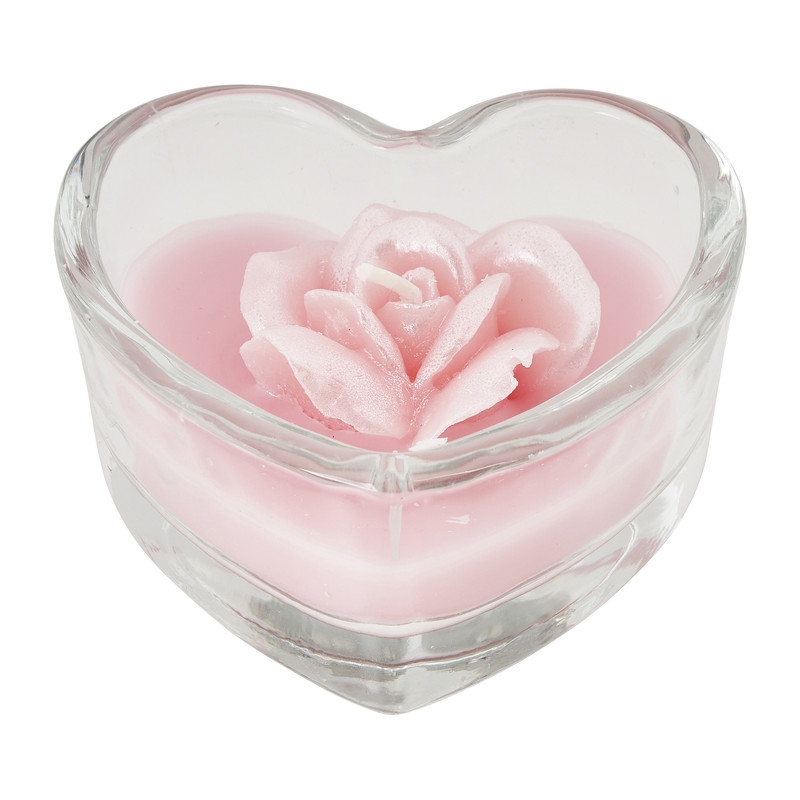 Geurkaars in hart glas - diverse kleuren 