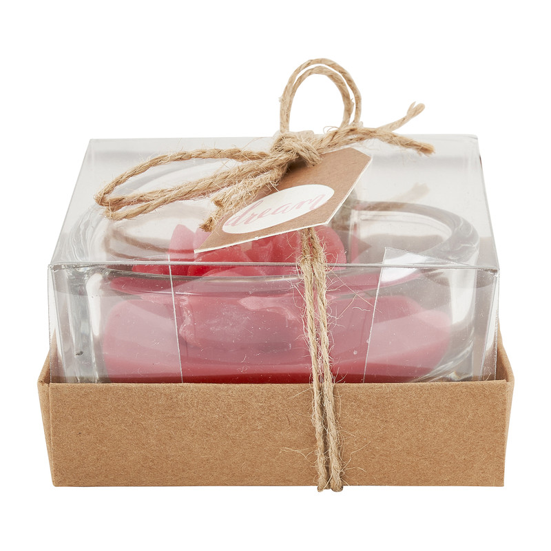 Geurkaars in hart glas - diverse kleuren 