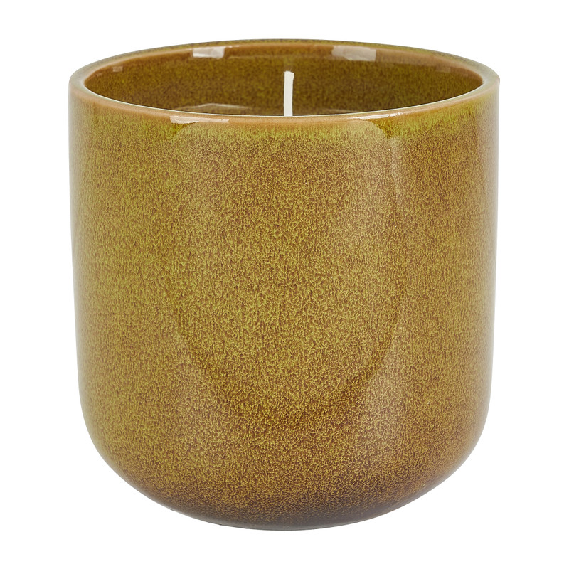 Kaars in keramiek potje - groen - ø9.2x9.5 cm