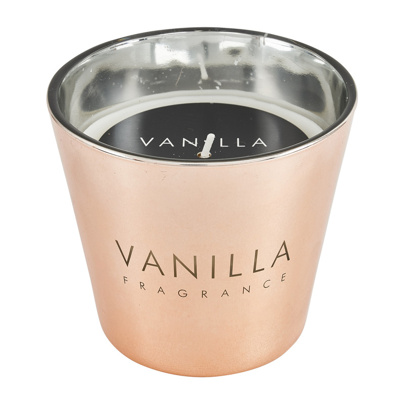 Vanillekaars in glas - rosegoud - ø9x8.3 cm 