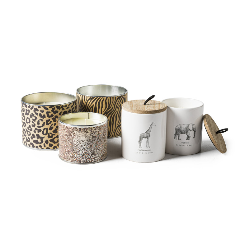 Geurkaars in blik - zebra - ø12 cm