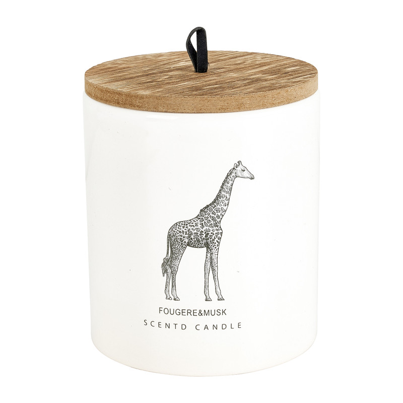 Geurkaars giraffe in pot - Fougere & musk