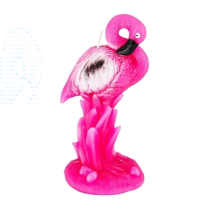 Kaars flamingo - ø6x15 cm