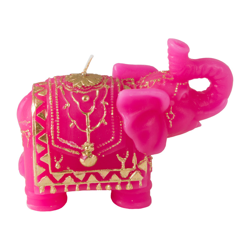 Kaars olifant - roze - 5x8x10 cm
