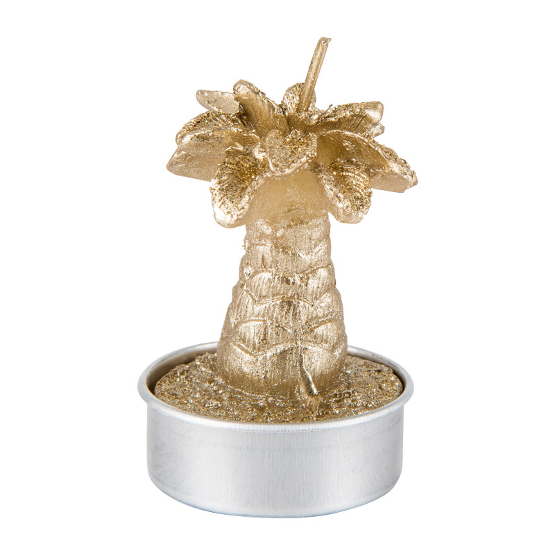 Theelichten palmboom - goudkleurig - set van 4