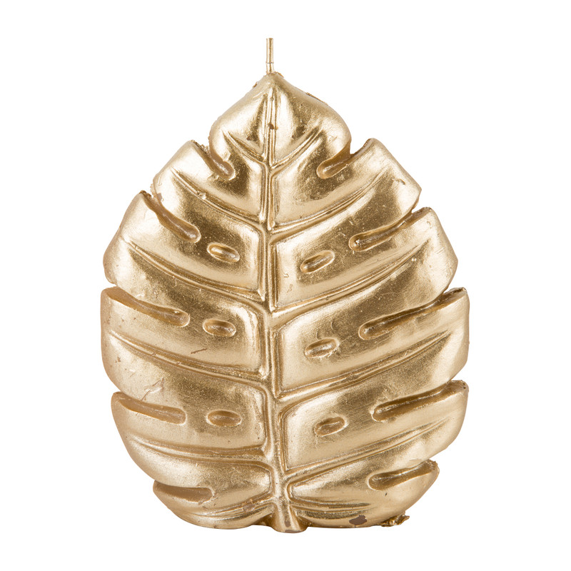 Kaars blad - goudkleurig - 14 cm 