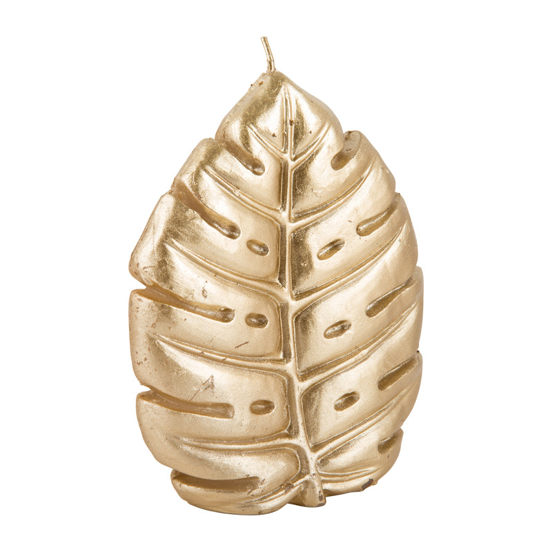 Kaars blad - goudkleurig - 14 cm 
