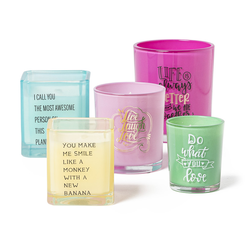 Kaars met quote - fuchsia - ⌀9x10 cm 