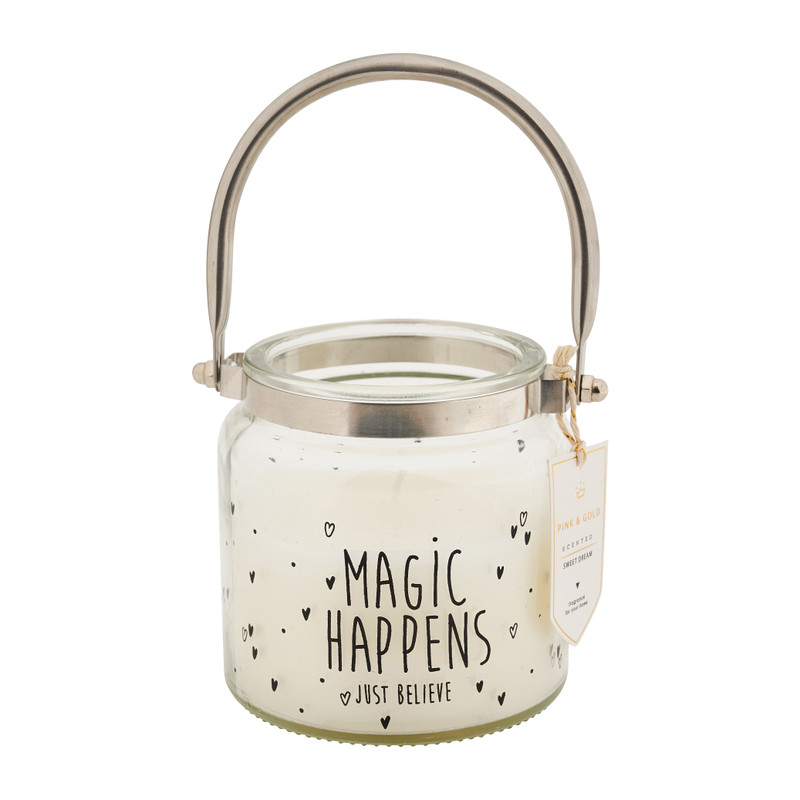 Kaars in glas met tekst - wit