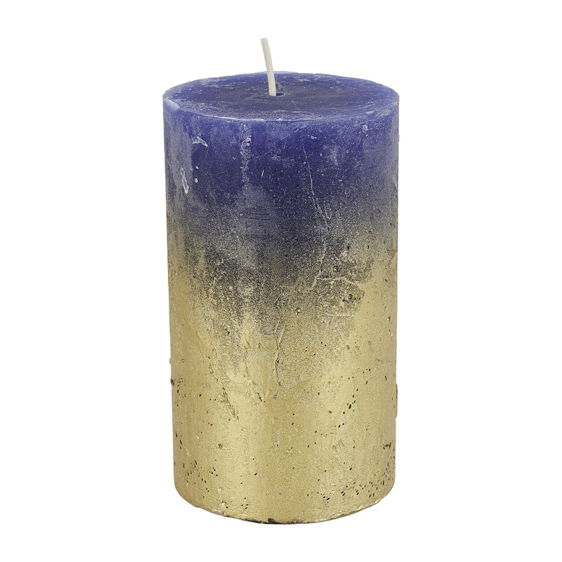 Kaars cobalt fading goud - 7x12 cm 