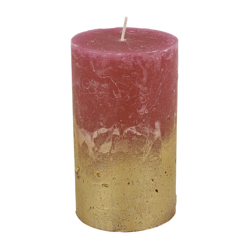 Kaars fuchsia fading goud - 7x12 cm 