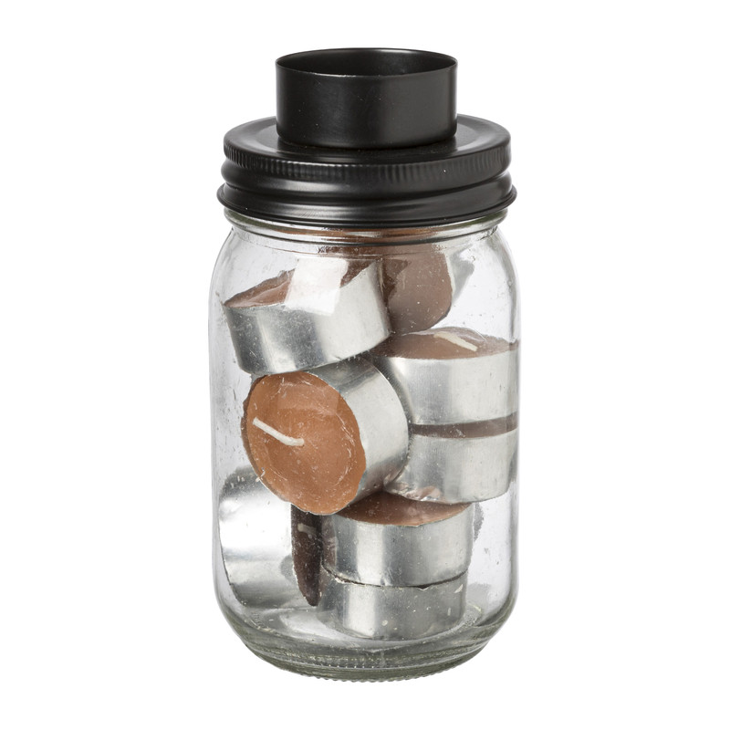 Theelichthouder jar - terra - ø7,8x15 cm