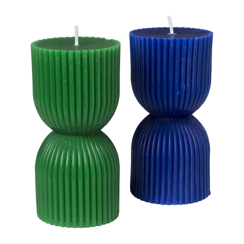 Kaars zandloper - groen - ø6x12 cm