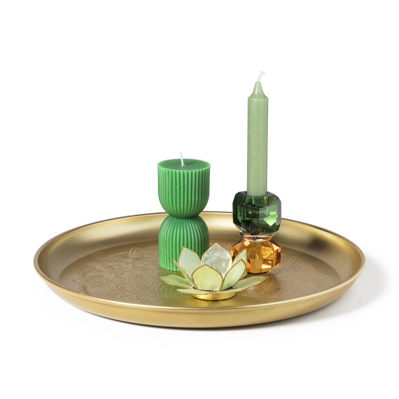 Kaars zandloper - groen - ø6x12 cm