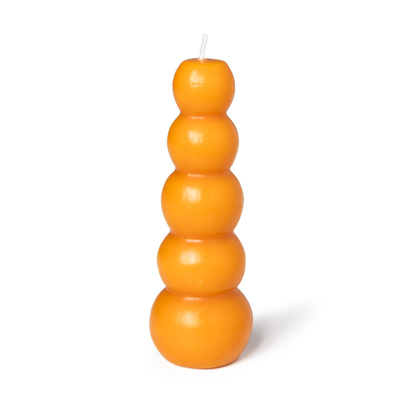 Kaars stapel bollen - oranje - ø5x15 cm