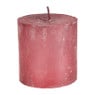 Kaars rustiek metallic - rood - 7x7 cm 