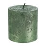 Kaars rustiek metallic - groen - 7x7 cm 