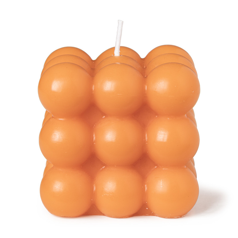 Bubbel kaars - oranje - 6.5x6.5x6.5 cm