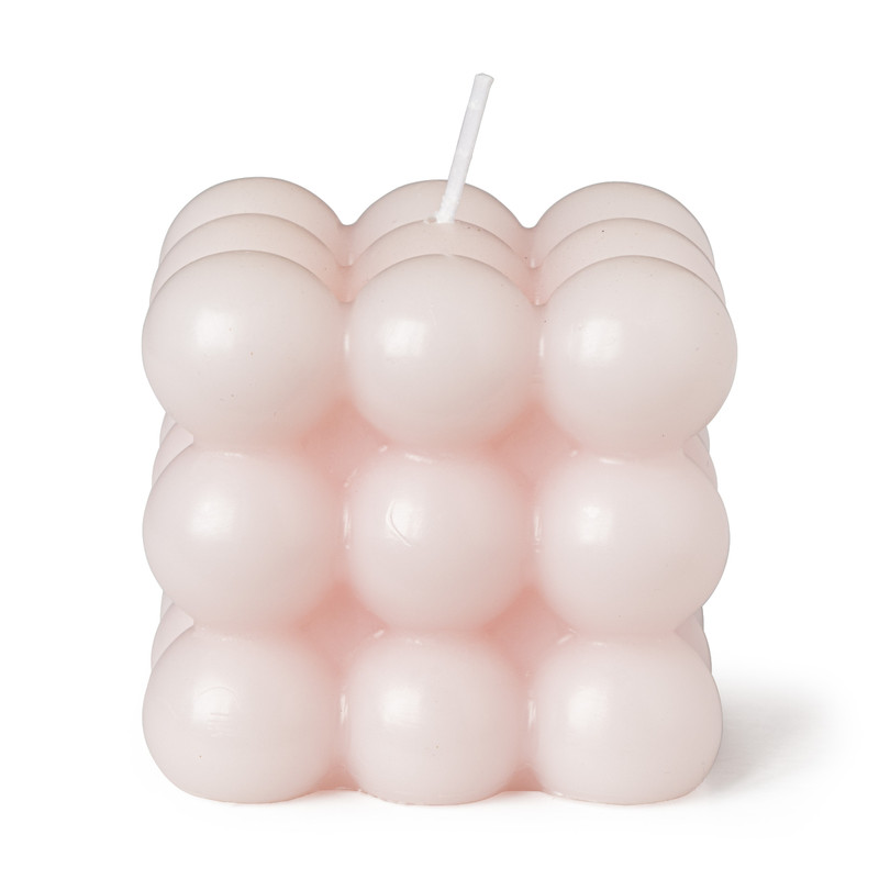 Bubbel kaars - roze - 6.5x6.5x6.5 cm