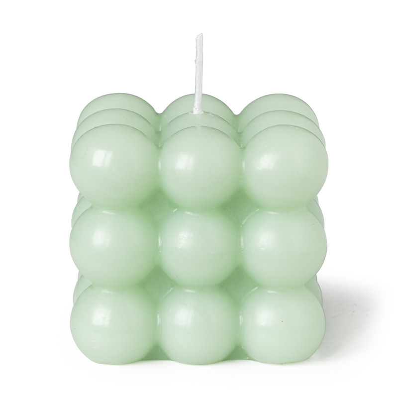 Bubbel kaars - groen - 6.5x6.5x6.5 cm