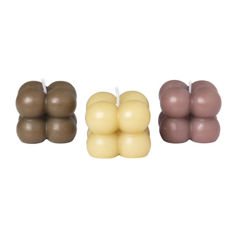 Bubble kaars mini - beige - 4x4x3.5 cm