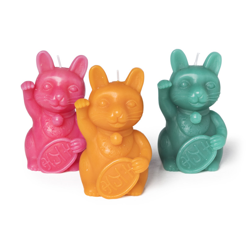 Kaars kat - groen - 11 cm