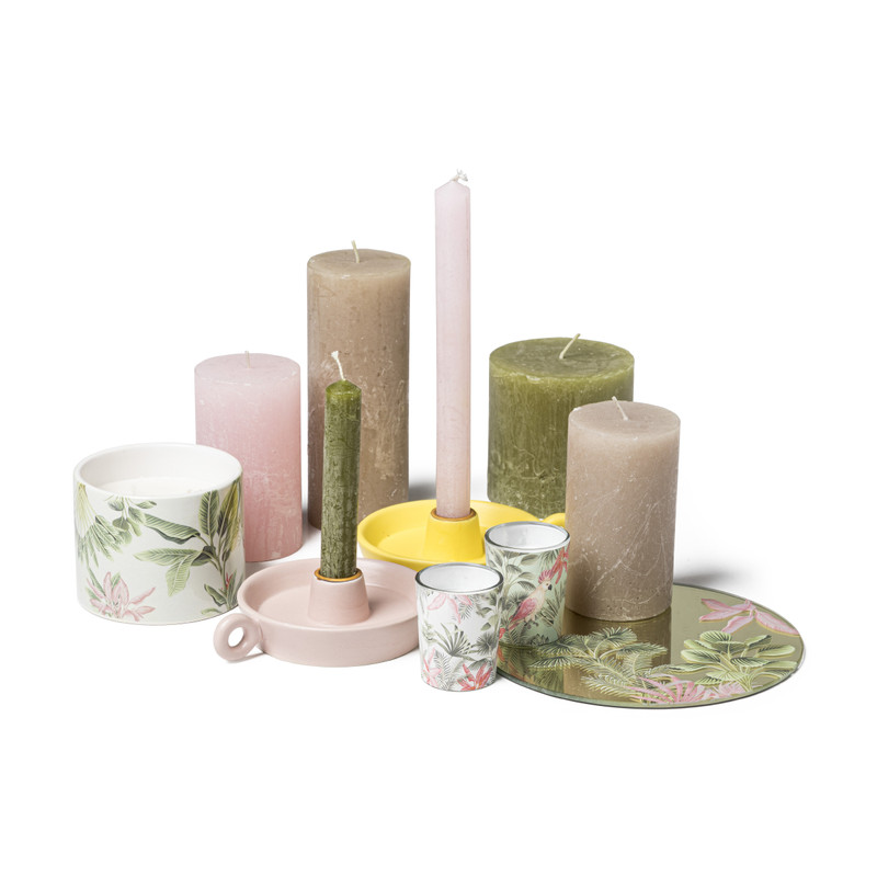 Kaars in glas met bloemenprint - set van 3 - 15x5,5x6,5 cm