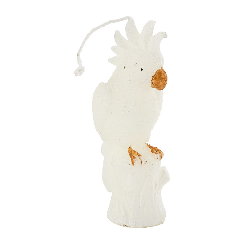 Kaars vogel - wit/goud - 4,4x4,9x12,8 cm