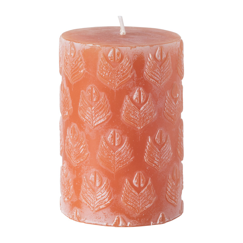 Kaars met print - koraal - 7x10 cm