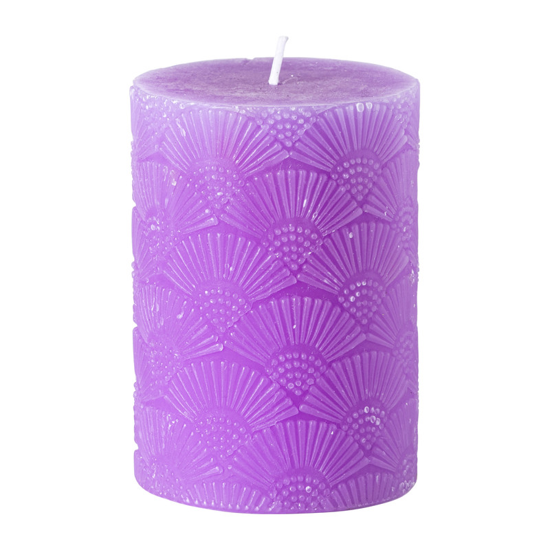 Kaars met print - paars - 7x10 cm
